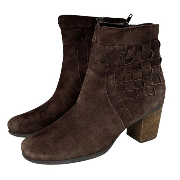 Josef Seibel Basket Weave Rustic Suede Boot Women's SZ 37 Brown Boho Relaxed - Picture 1 of 10